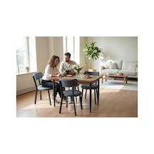 Efe Mobilya T-6012 4 Kişik Yemek Masası Ve Atrasit Sandalye Takımı Mutfak Salon Restorant Cafe Otel Kullanımına Uygundur. Antrasit