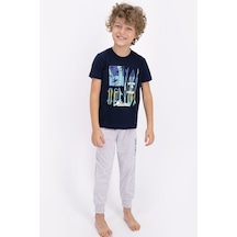 Rolypoly Dream Surfer Lacivert Genç Erkek Kısa Kol Pijama Takımı 5274-26748 Lacivert