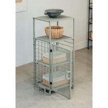 Dekoratif Bej Metal Çok Amaçlı Dolap 4 Raflı Organizer