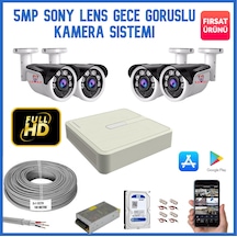 4 Kameralı 5 MP Sony Lens Gece Görüşlü AHD Güvenlik Kamera Sistemi