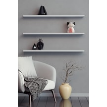 Yankı-BYEG 3lü 80 cm Mat Beyaz Mdf Duvar Rafı Gizli Bağlantı Kitaplık