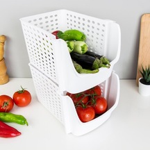 İstiflenebilir Geniş Düzenleyici Sepet, Beyaz, Pratik Ve Şık Tasarım Plastik 40 X 40 Beyaz Tr Diğer