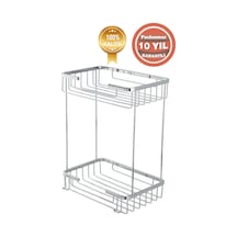 Çelik Banyo Paslanmaz Pirinç Ikili Taci 22x15 Cm Şampuanlık Banyo Rafı Krom