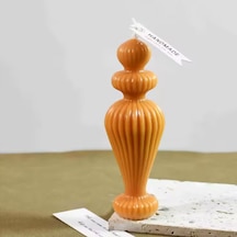 Silikon Avrupa Çizgili Mum Kalıbı Aromaterapi Mumluk Süs Masaüstü Dekorasyon Mumu 12.7 Cm
