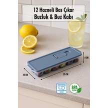 12 Hazneli Bas Çıkar Buzluk & Buz Kabı Yeşil Yeşil