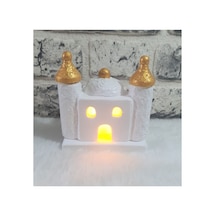 El Yapımı Gold Kubbeli Cami Biblo Mumluk. Beyaz