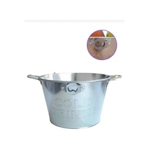 Trendesk Geniş Metal Buz Kovası, Açacaklı Metal Buz Kovası Geniş Metal Içecek Kovası Gri