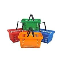 10 Adet 22 Lt Plastik Alışveriş Sepeti - Market El Sepeti Sarı