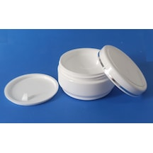 Lüx Şeritli Boş Kozmetik Krem Pomat Kutusu Plastik Krem Kavanozu Plastik Contalı 30 ML Beyaz