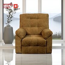 Smarto Relax Tv Koltuğu Bodrum Sabit Ergonomik Sırt Dayama Ergonomik Kadife Polyester Kahverengi Dekoratif Baba Koltuğu Kahverengi