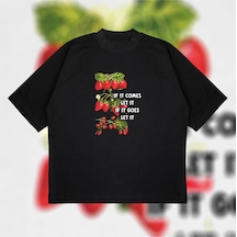 Tarzsokak If It Comes Let It Oversize Unisex Pamuklu Nefes Alan Kalın Kumaşlı Siyah