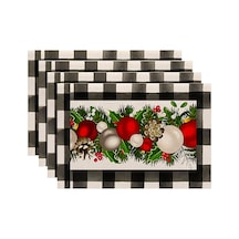 4 Adet Noel Ağaçları Kar Pembe Noel Masa Örtüleri Kış Masa Örtüleri F Diğer