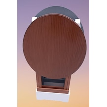 Çanta Zigon Sehpa Oval Model İkili Takım Ahşap Mdf  Gri ve Ceviz Renk Uyumu El Yapımı