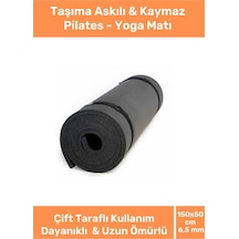 Taşıma Askılı Konfor Modeli Çift Taraflı Kaymaz Yoga Meditasyon Minderi Siyah Mat