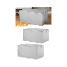2 Adet - Mega Boy Gri Benekli Yorgan Hurcu - 100x50x50 Cm Polipropilen 75 X 45 Gri Diğer