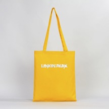 Linkin Park Yazı Sarı Gabardin Bez Çanta