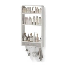 Premium Yapışkanlı Duvar Rafı Organizer, Banyo Mutfak Rafı, 70x40x10 Cm, Çekmeceli, Kancalı, Suya Dayanıklı, De Çok Renkli