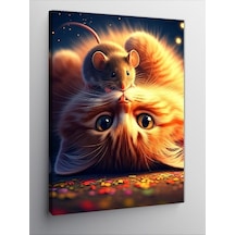 Kanvas Tablo Fare Ve Kedi 50cmx70cm