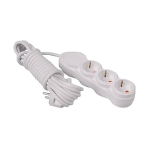3lü 2 Metre Grup Priz Uzatma Kablosu, Çocuk Korumalı, Klemensli Topraklı Priz - 3500 Watt, 16 Amper, 250 Volt, Beyaz Renk 2 Metre