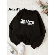 Challeng Renkli Oversize Bisiklet Yaka Pamuklu Sweatshirt