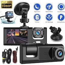 Full Hd 1080p Üç Kameralı Araç Içi Kamera Araba Güvenlik Kamerası Gece Görüşü Ön Geri İç Kayıt Ir Led