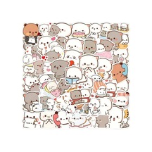 50'li Cute Peach Cat Stickers, Sticker Seti Laptop Notebook Tablet Sticker Seti