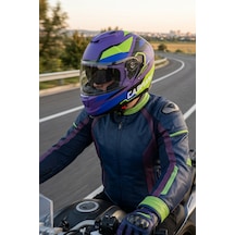 Vento Premium Çene Açılır Kask Güneş Vizörlü Mavi Yeşil Ece 22.06 Sertifikalı Yeşil Yeşil
