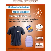 Hayvanlar Serisi - 4 Kreş Anaokulu İlkokul Kıyafet Eşya Yaka Ense İsim Etiketi 57 Adet Karışık