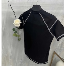 Modi Green Unisex Günlük Stil Siyah Karoyaka Özel Dikiş Tasarım Oversize Tiş