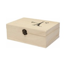 Ev Saklama Kutusu Doğal Ahşap Kapaklı Altın Kilit Kartpostal