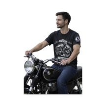 Aybaak Fit Gösteren Klasik Motorsiklet Baskılı Tişört Siyah