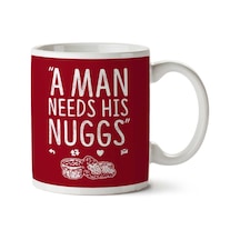 A Man Needs His Nuggs Chicken Nuggets İki Tarafı Baskılı Kupa Bardak Çok Renkli