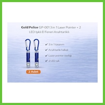 Bezos Gold Gp-001 3 İn 1 Lazer + 2 Led Işıklı El Feneri Anahtarlıklı 2 Adet Dmc Altın
