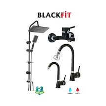 Siyah Tepe Duş Seti Çubuk Kol Duş Robotu Duş Başlığı Banyo Lavabo Bataryası Mutfak Çeşmesi Siyah