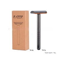 Erkek Eski Moda Tıraş Makinesi Yağlama Çubuğu Tıraş Makinesi Manuel Tıraş Bıçağı Sakal Bıçak Tutucu Çift Taraflı Bıçak Tipi Tıraş Makinesi 03t/caz Siyah