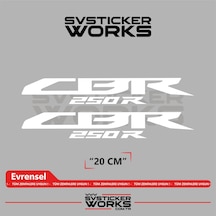Honda Cbr 250r Sticker Uyumlu Yazı Yüksek Kalite Özel Kesim Folyo 2'li Set Beyaz