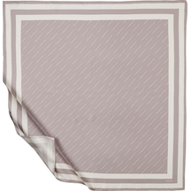 İpekevi Twill İpek Eşarp - Çizgili Signature - Leylak - Lacivert Beyaz