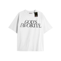 Flood Of Style Beyaz Oversize T-shirt Gods Favorıte Özel Tasarım