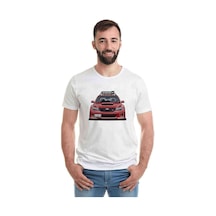 Subaru Red Line Baskılı Beyaz Erkek Tshirt