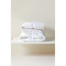 Ocean Home Textile %100 Pamuk Kumaş Kaz Tüyü Konforunda Saten Biyeli Mikrojel Battal Boy Yorgan 235 X 215 Cm Beyaz