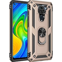Durukar Redmi Note 9 Kılıf Sofya Yüzüklü Silikon Kapak - Gold