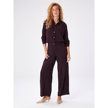 Faik Sönmez Kendinden Dokulu Şönil Wıde Leg Fıt Pantolon W27pnt007 Uw27pnt00740 Bordo