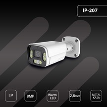 Hs Ip-207 8mp 4k Ip 2.8mm Warm Led Metal Bullet Güvenlik Kamerası