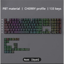 Mekanik Klavye Tuş Takımı-pbt Çift Baskı Keycap Seti- Çizgi Desenli 133 Tuşlu -siyah