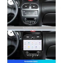 Peugeot 206 1999-2010 Android Navigasyon Multimedya Tesla Ekran Android Teyp Double Teyp 4gb Ram 32gb Hafıza Kablosuz Carplay Android Auto 9"