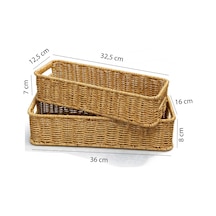 Tr 2'li Dikdörtgen Hasır Rattan Organizer Sepet - Bb6073 Diğer