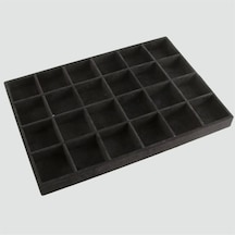 Yerli Üretim Süet Kumaş Siyah Renk 34 Cm / 24 Cm 24 Bölmeli Çekmece Içi Takı Standı Çok Renkli