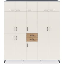Hyperion Dolap 10 Raflı 2 Çekmeceli 3 Askılı 220x44x243 Antrasit-aytaşı/çam Çok Renkli