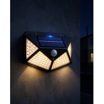 Güneş Enerjili Duvar Lambası 100 Led Pır Sensörlü Uczduvarlambası-1 Çok Renkli