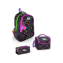 Coral High Kids Çok Renkli Kalp Desenli 3'lü Okul Çanta Seti Set0123670 - Kız